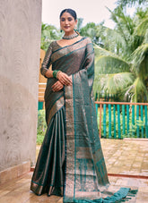 Rama Colour Saree Looking Eminent